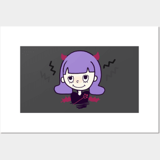 Kawaii Halloween Girl Cute Evil Purple Harajuku Anime Goth Posters and Art